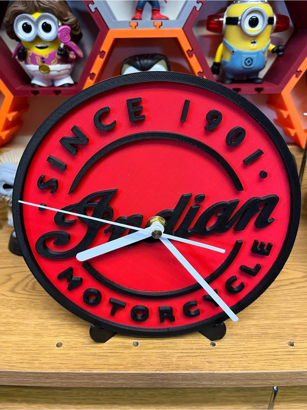 Indian Motorcycle Red and Black Logo Wall Clock